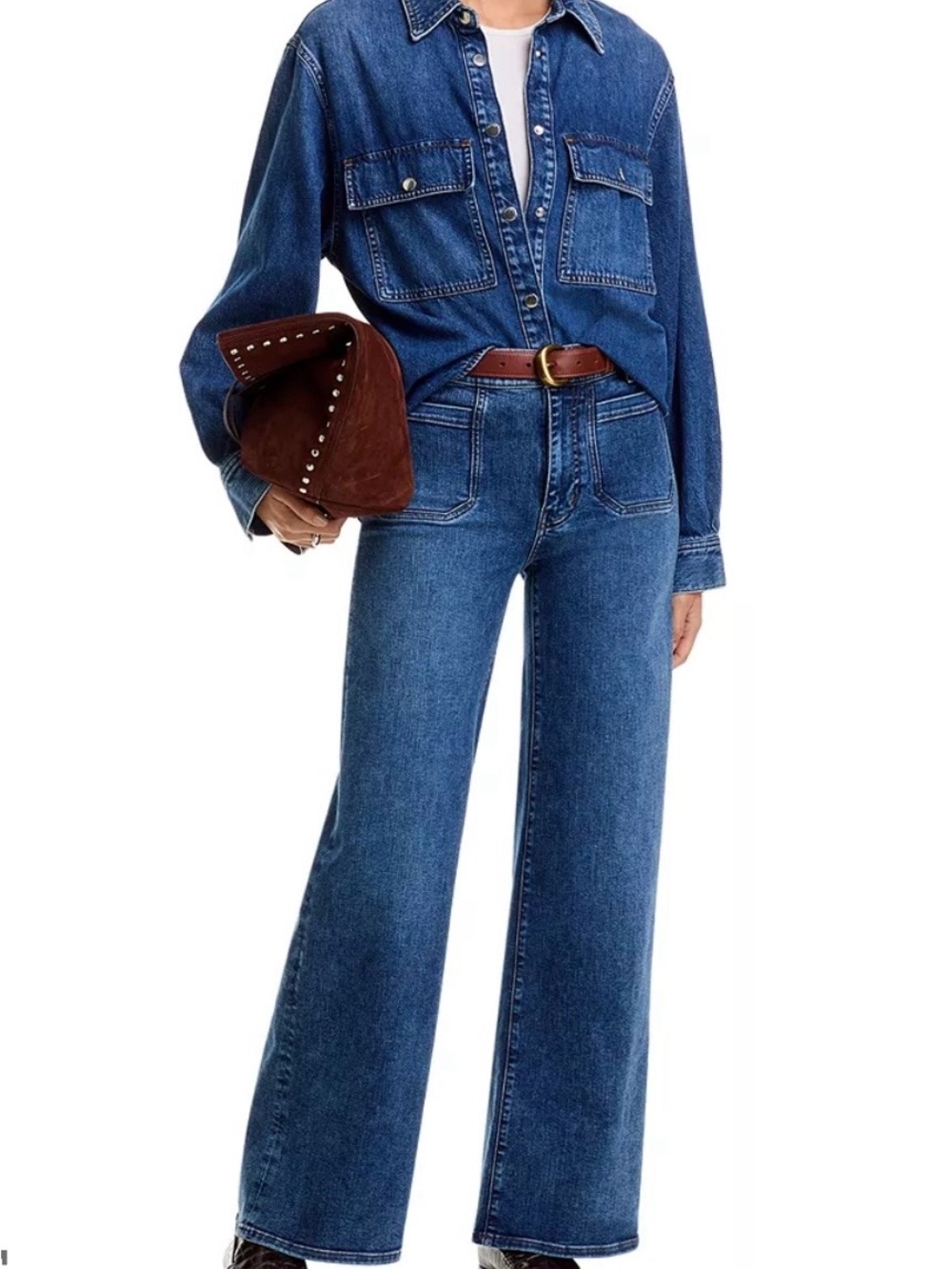 Frame The Refined Blue High-Rise Wide-Leg Jeans size 24